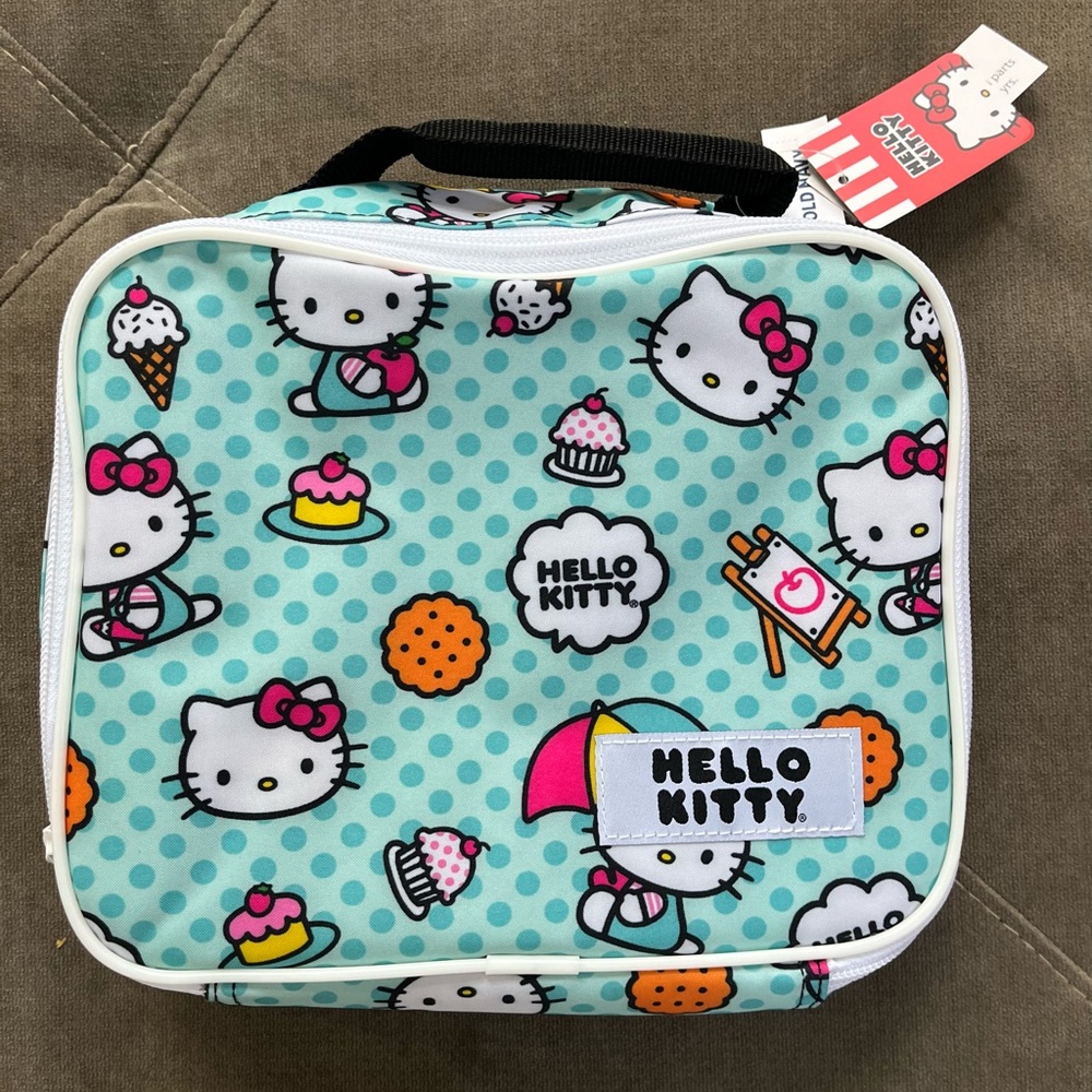 Old Navy Hello Kitty Polka Dot Lunch Bag - Aqua and Pink